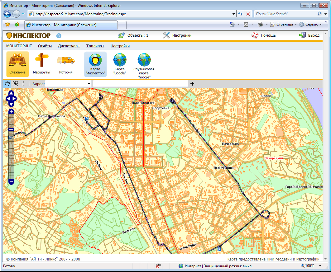 Внешний вид системы GPS мониторинга Инспектор - вторая версия