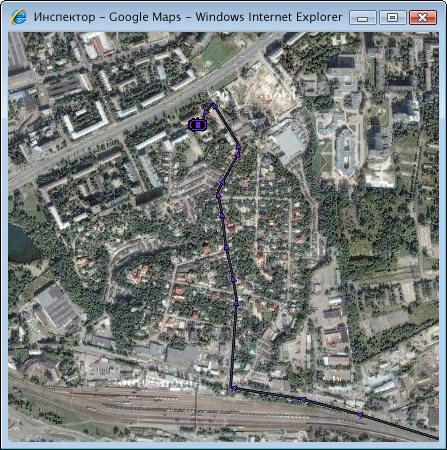 Система GPS мониторинга Инспектор - просмотр положения объекта на спутниковой карте Google Maps.