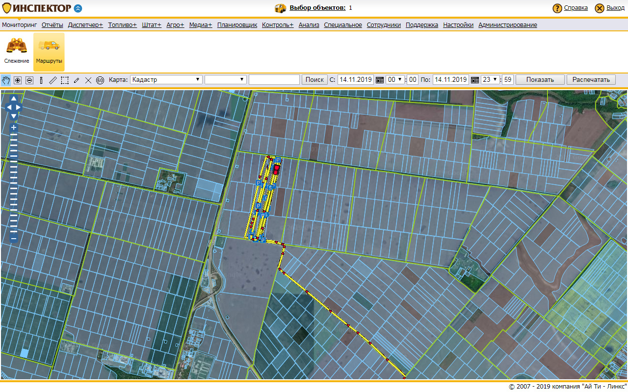 Кадастровая карта Украины в системе GPS мониторинга "Инспектор"